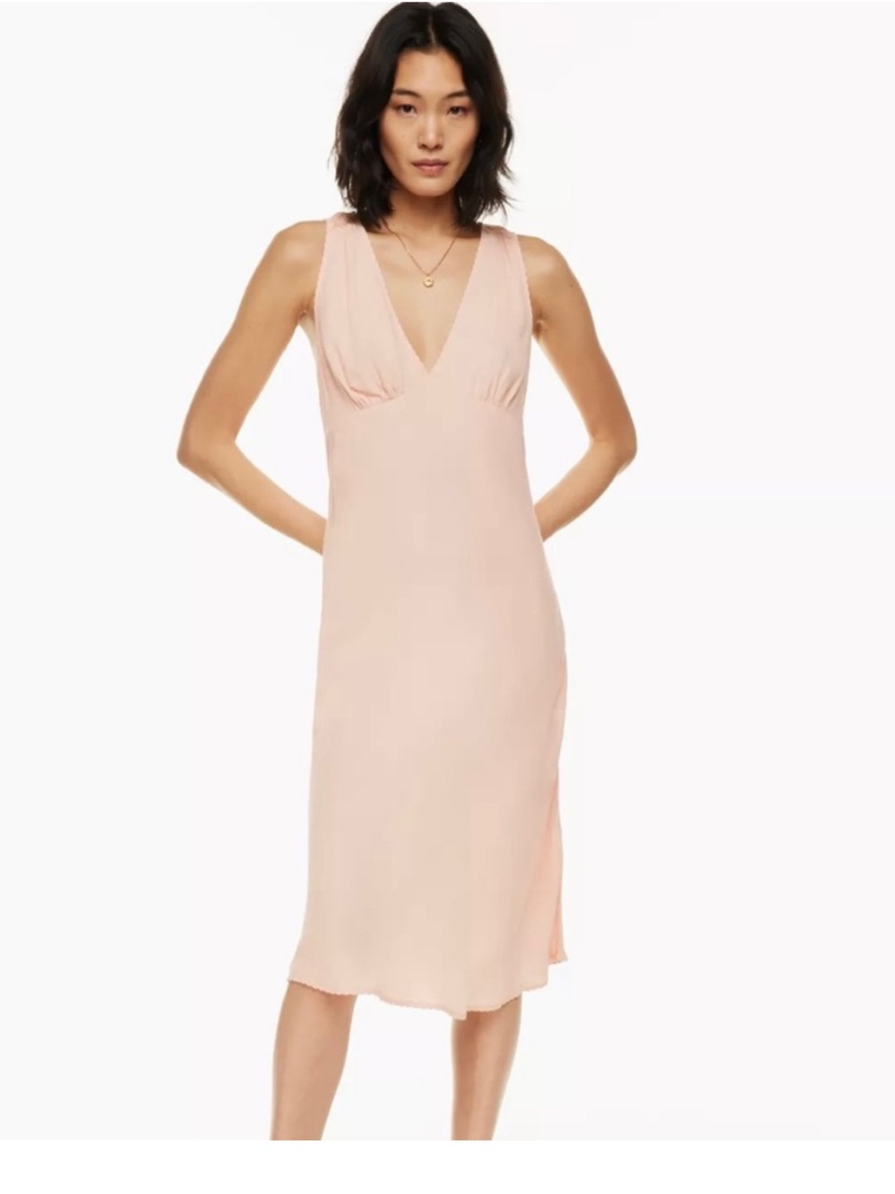 Aritzia Wilfred Orchestra Blush Pink V‑Neck Midi Slip Dress